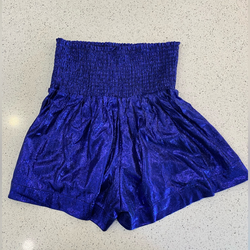 Blue shiny shorts, super lightweight. Size L. Never worn, NWOT